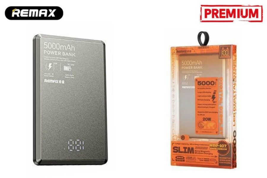 Power Bank с беспроводной зарядкой Remax RPP-107 (Ультратонкий с MagSafe) (PD20W) (5000 mAh)