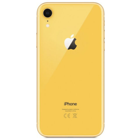 Задняя крышка (стекло) iPhone XR (с увеличенным вырезом) (Желтый) (Premium)