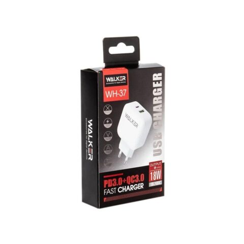 CЗУ WALKER WH-37 USB + USB-C ,18W, PD+QC3.0
