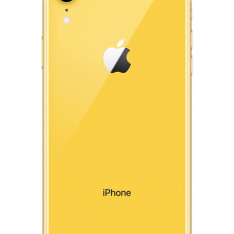 Стекло iPhone Xr на заднюю панель в сборе с глазком камеры (Желтый) (Premium)