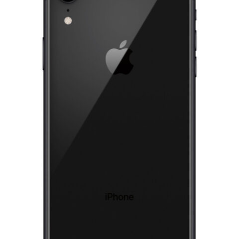 Стекло iPhone Xr на заднюю панель в сборе с глазком камеры (Черный) (Premium)