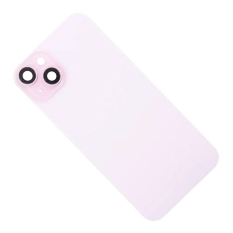 Задняя крышка (стекло) iPhone 15 (в сборе со стеклом камеры + рамка + магниты MagSafe) (Розовый) (Premium)