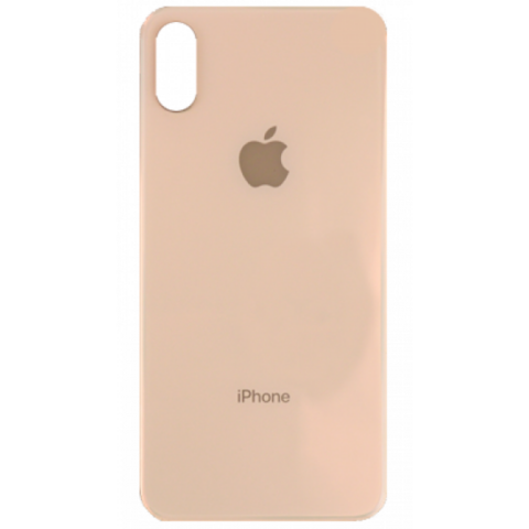 Стекло iPhone Xs Max на заднюю панель в сборе с глазком камеры (Золотой) (Premium)
