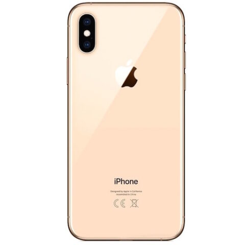 Задняя крышка (стекло) iPhone XS Max (с увеличенным вырезом) (Золотой) (Premium)